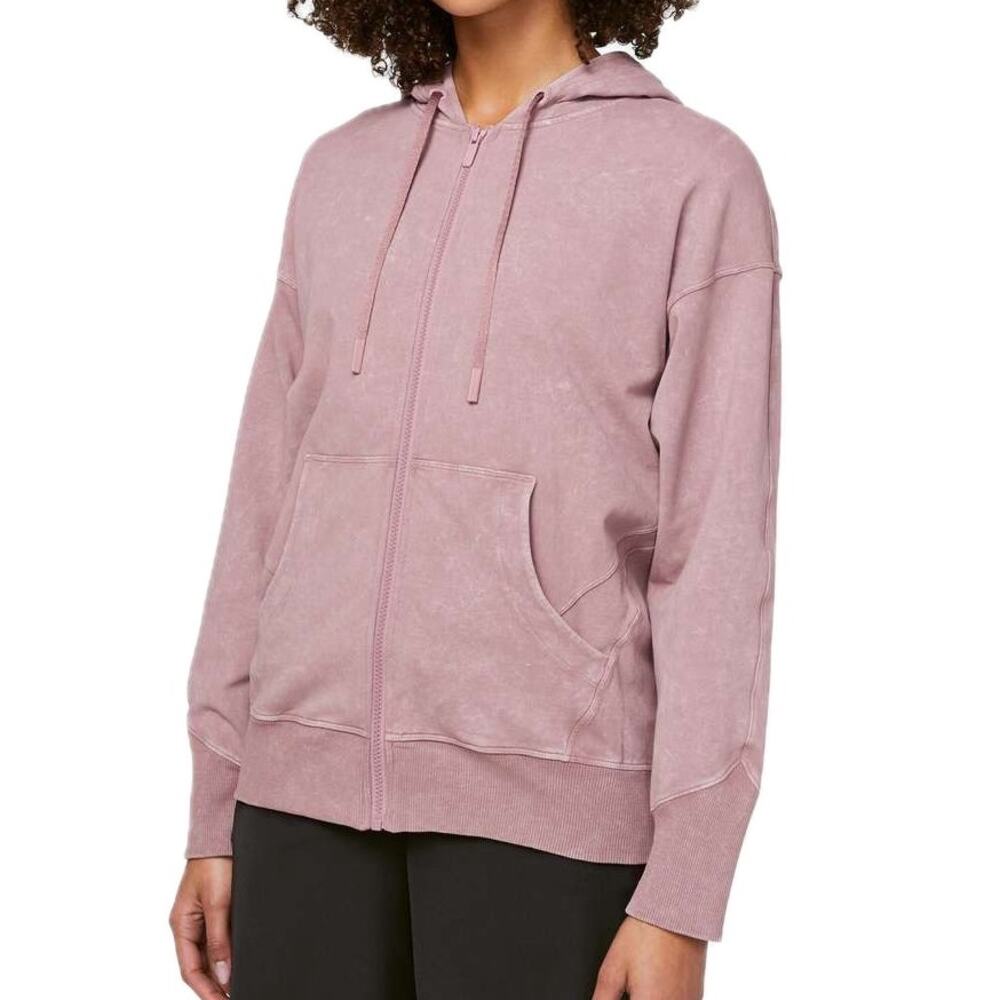 Lululemon Terry Cotton Full Zip Ready to Roll Hoodie Washed in Vintage Mauve